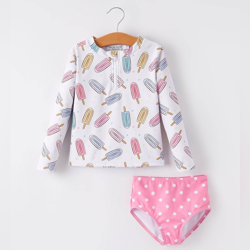 Rylee Faith Designs Girl Popsicle Rash Guard Bikini Bottom Set 5 7
